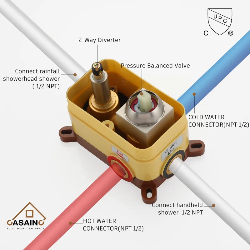CASAINC OY-98B1202-BN All-In-One Kit with Rough in-Valve