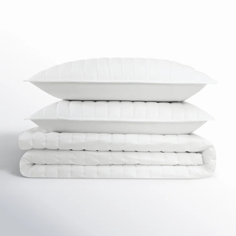 Brooklyn Loom Oversized Cotton Percale 3 Piece Quilt Set