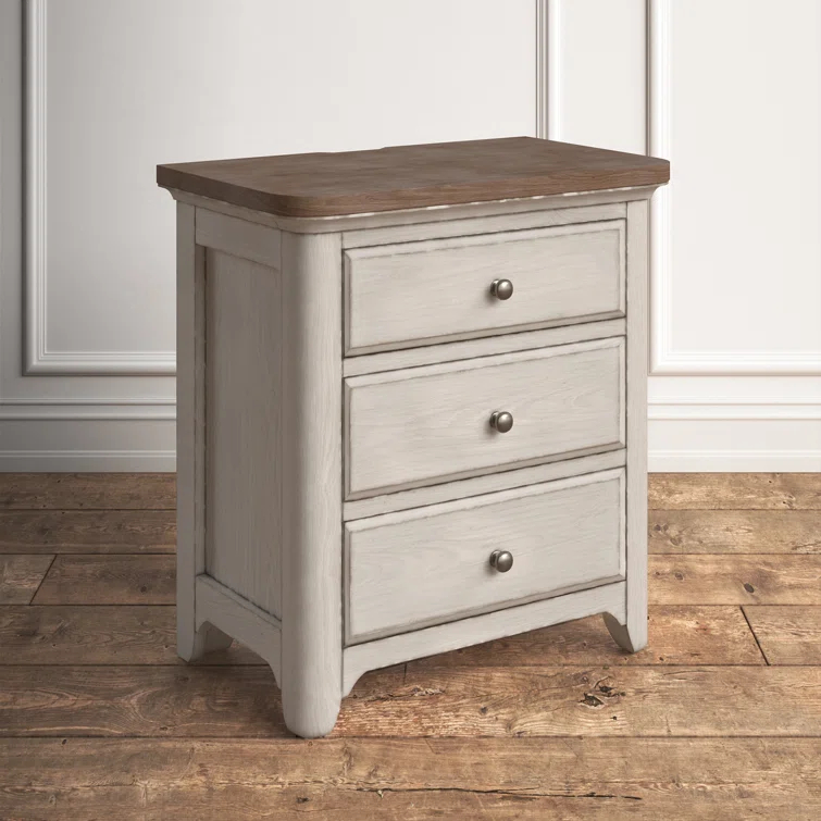 Sand & Stable™ Harlowe 3 Drawer Nightstand w/ Charging Station