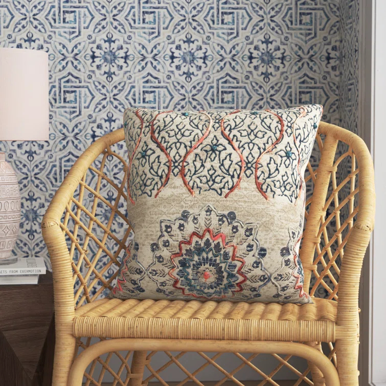 Rizzy Home Reclaimed Sari Silks Embroidered Cotton Throw Pillow