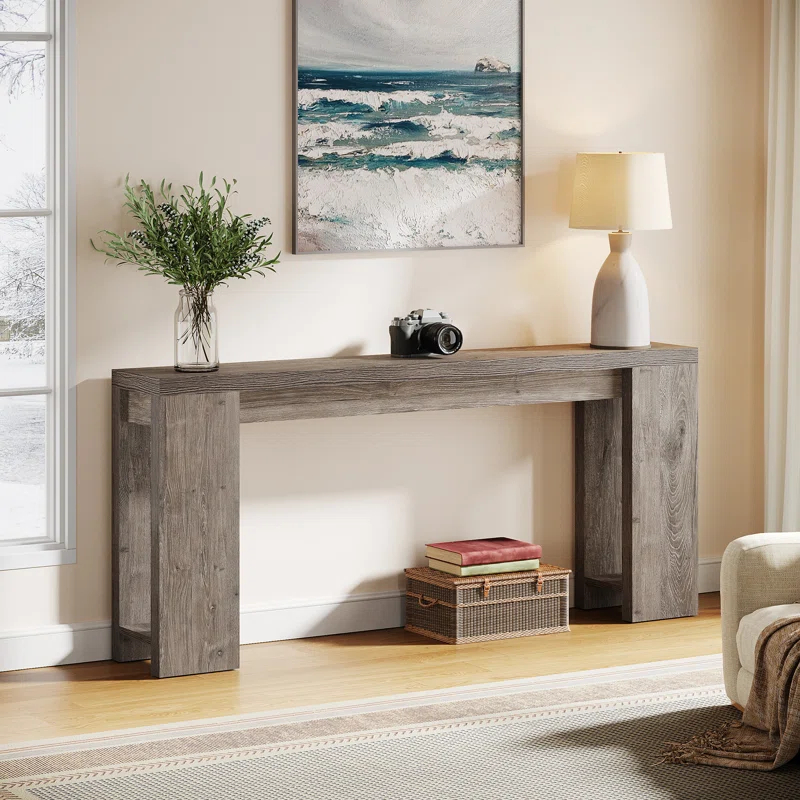 Millwood Pines 70.9" Console Table For Entryway, Farmhouse Wood Sofa Couch Tale