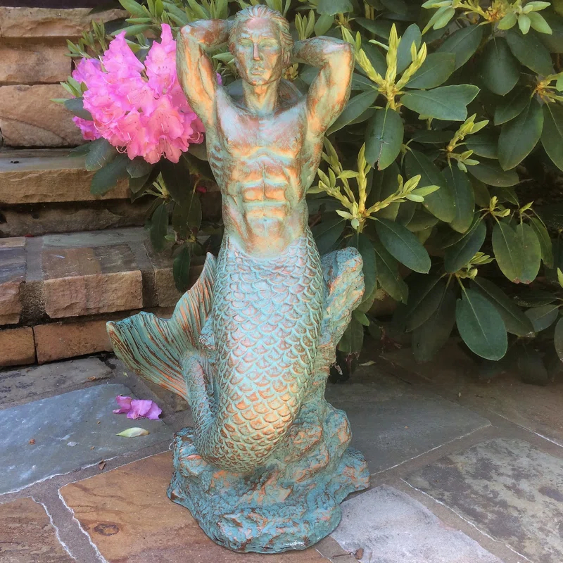 HomeStyles Life's a Beach Sexy Merman Mermaid on Coastal Rock Statue