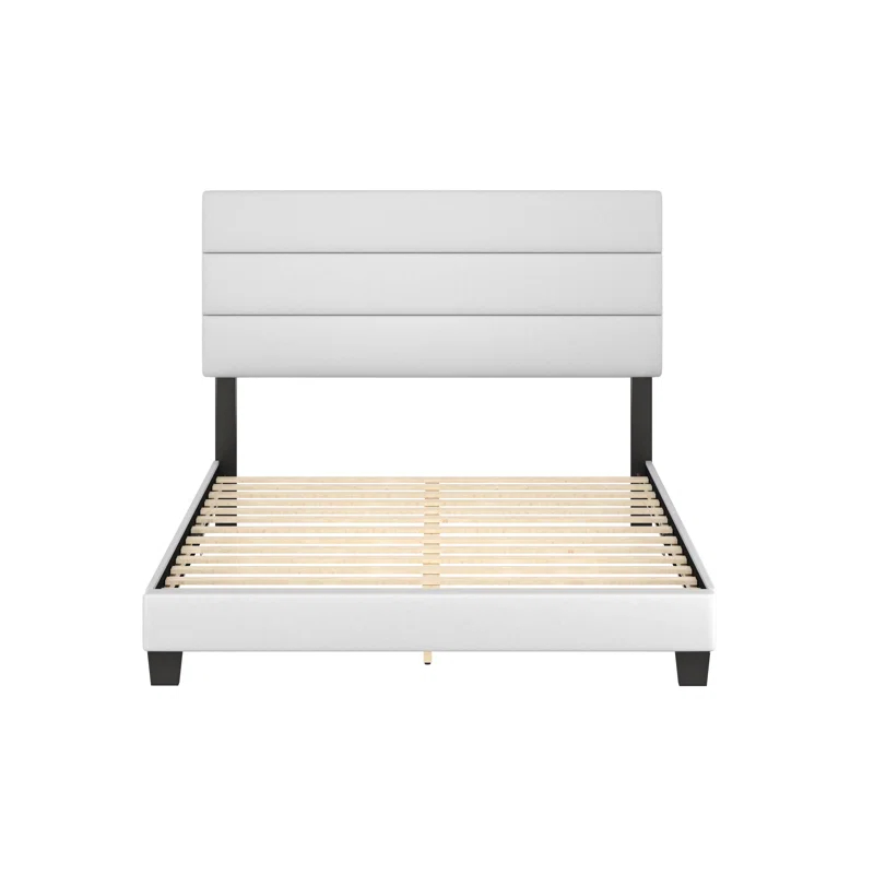 Boyd Sleep Boyd Sleep Piedmont Upholstered Platform Bed Frame Mattress Foundation with Tri-Panel, Adjustable Height Headboard and Strong Wood Slat Supports, Faux Leather