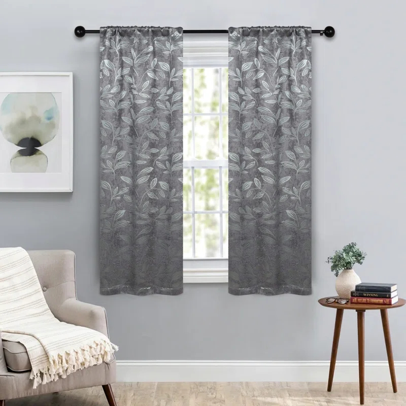 Superior Modern Bohemian Leaves Polyester Machine Washable Room Darkening Blackout Curtains by Superior (Set of 2)