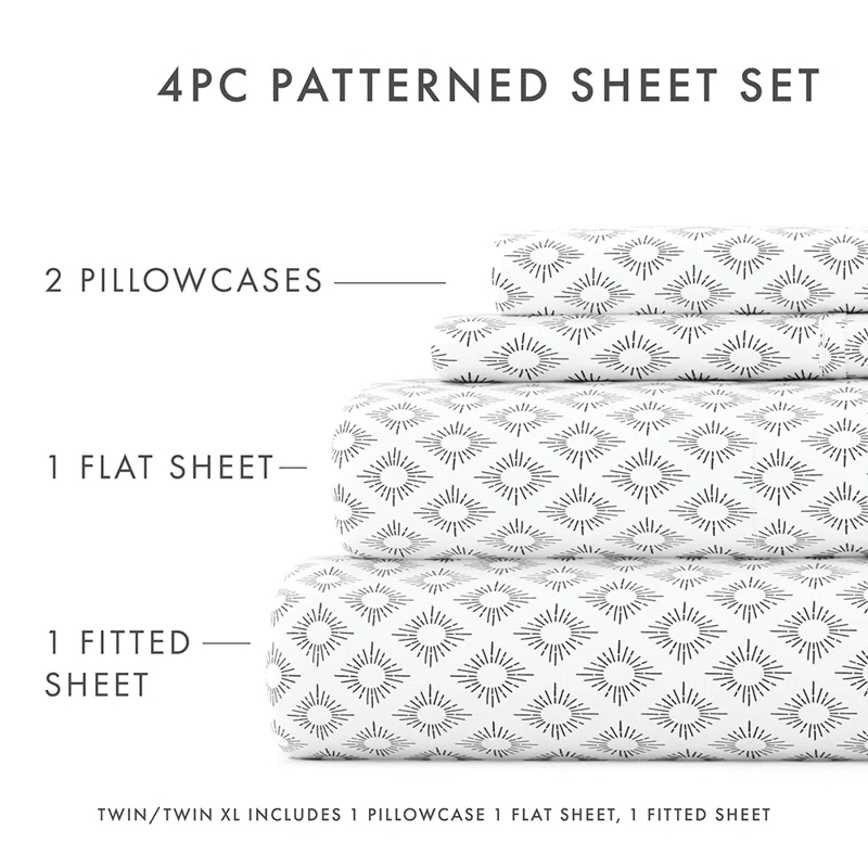 Sheet Set Patterned Microfiber Ultra Soft Bedding