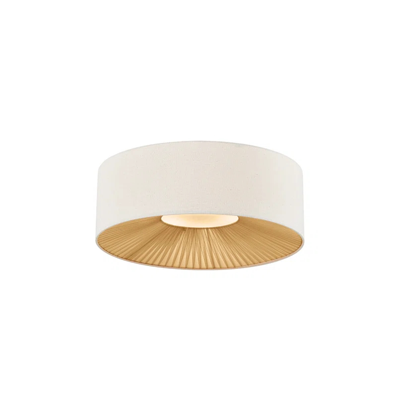 Justice Design Group Textile - Warren Drum Flush-Mount - Matte Black - Cream Linen Fabric Shade - 18”L x 18”W x 8”H