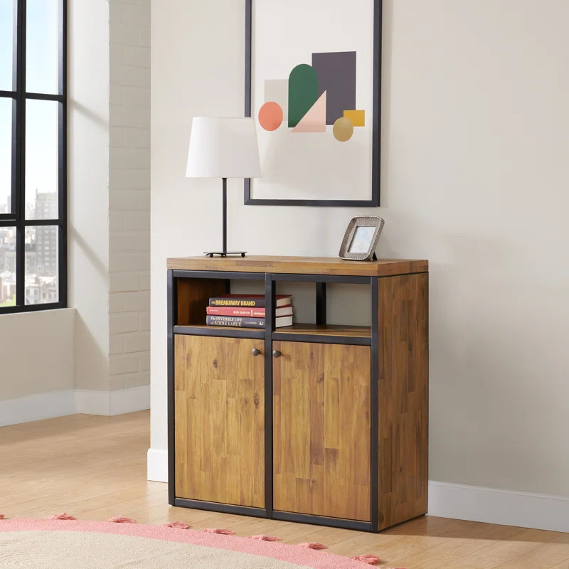Alaterre Lloyd 31" Wide Rustic Industrial Metal Frame Shoe Storage Cabinet