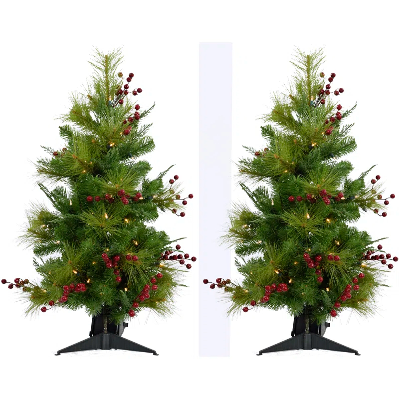 Homestead Newberry Pine 48'' Lighted Pine Christmas Tree (Set of 2)