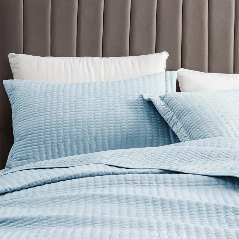 FreshFolds Modern & Contemporary Stripe Stitched Quilt Set with Shams