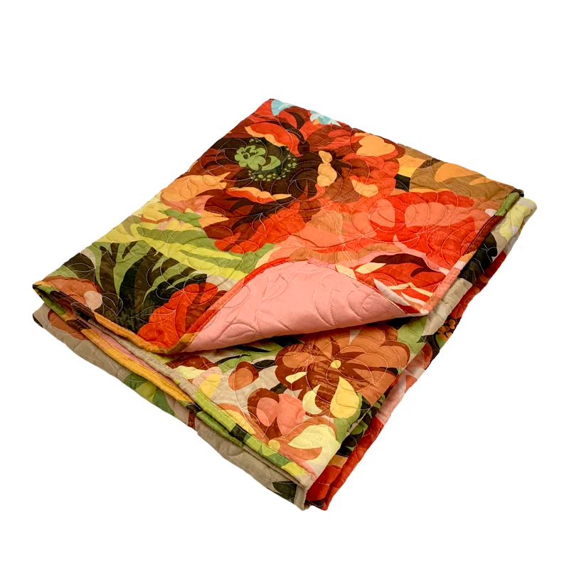 Greenland Home Fashions Senna Floral Reversible Quilted Throw