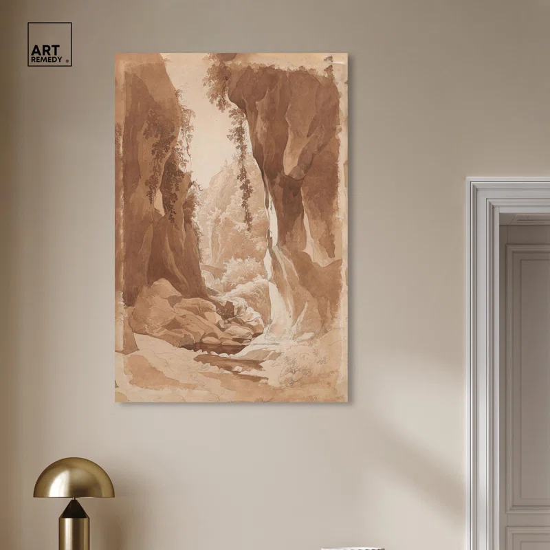 Art Remedy Cliffs Overhanging a River Canvas Vintage Landscape Art by Art Remedy