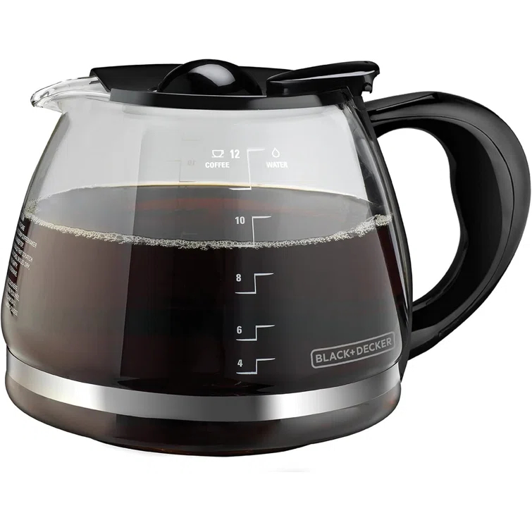 BLACK+DECKER BLACK+DECKER 12-Cup Replacement Carafe, GC3100B, Duralife Glass, Dishwasher-Safe, 2 Extra Lids