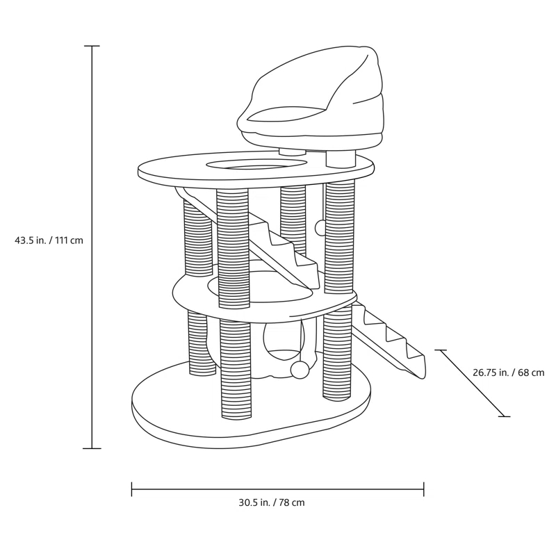 TRIXIE Elsa Senior 43.7" Cat Tower, Sisal Scratching Posts, Plush Hammock, Stairs, Top Platform Bed, Dangling Cat Toy
