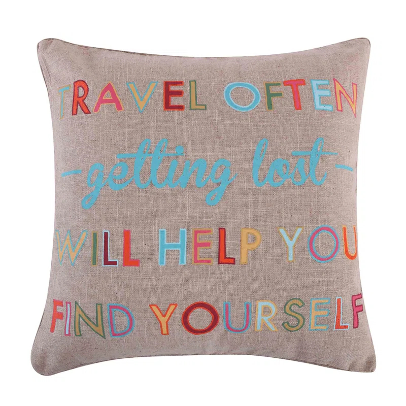 Mayla Travel Often Burlap Pillow