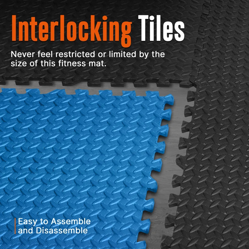 SereneLife Thick Puzzle Exercise Mat, EVA Foam Interlocking Tiles Protective Flooring for Gym Equipment and Cushion (Set of 6)