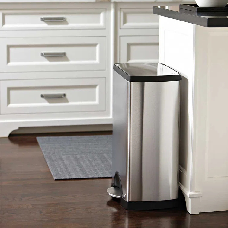 simplehuman 38 Liter / 10 Gallon Rectangular Kitchen Step Trash Can, Brushed Stainless Steel