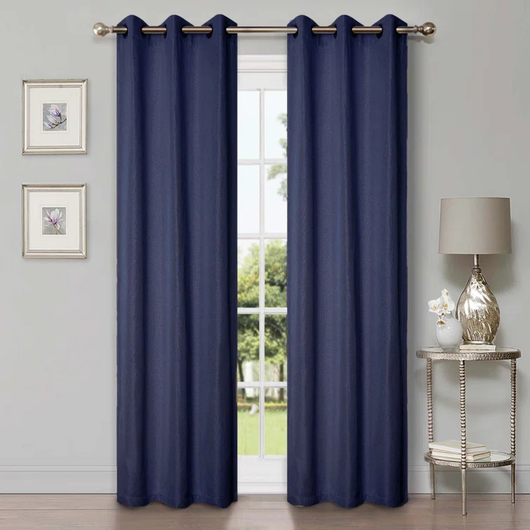 Gracie Oaks Evayah Modern Linen Inspired Classic Solid Room Darkening Curtain Panel (Set of 2)