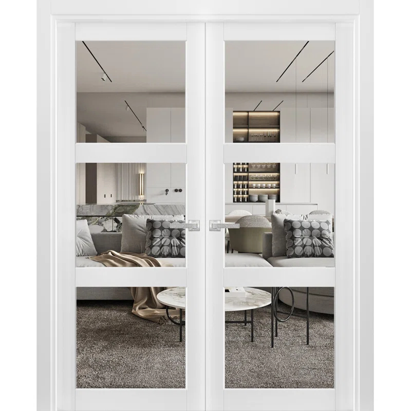 Interior Lucia Clear Glass Wood French White Doors
