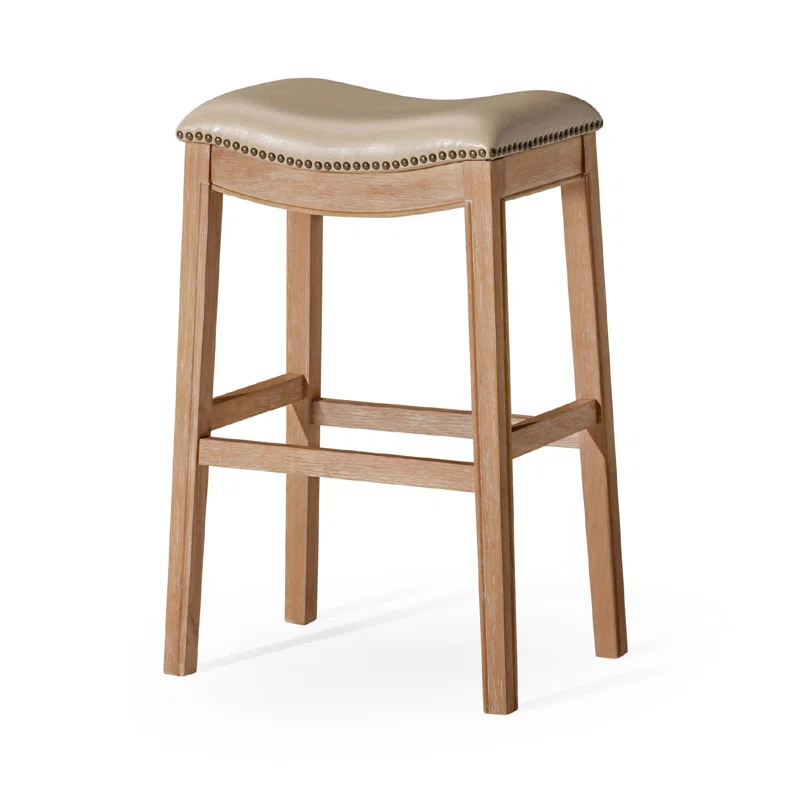 Maven Lane Maven Lane Adrien Backless Saddle Stool with Vegan Leather Upholstery