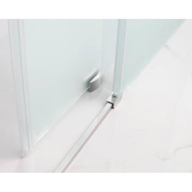 Langham XL 68" - 72" W x 32" D x 80" H Frameless Rectangle Sliding Shower Enclosure, Frosted Glass