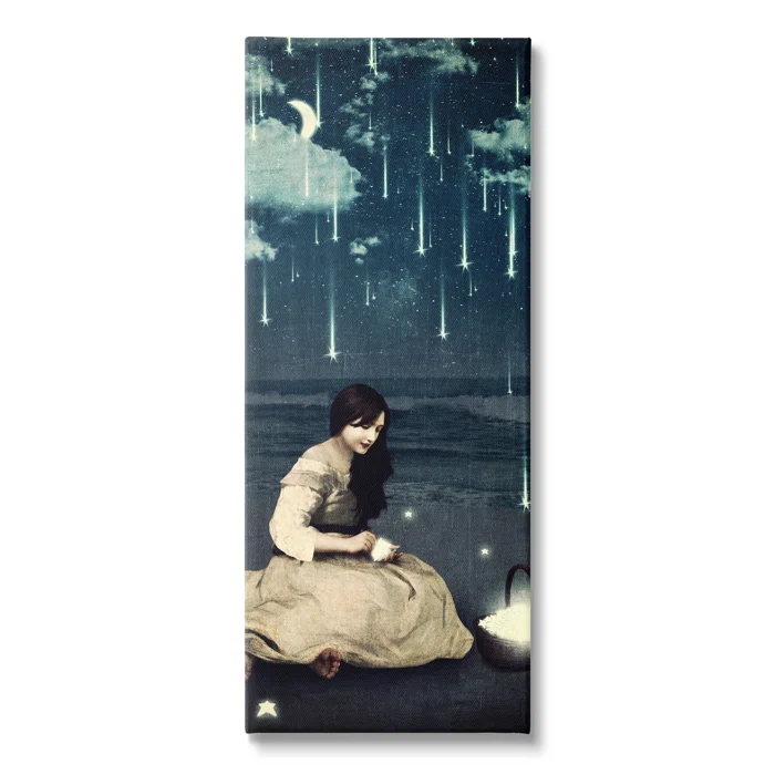 Stupell Industries " Raining Meteorites Stars Nighttime Moon Woman Scene " by Paula Belle Flores Painting Print