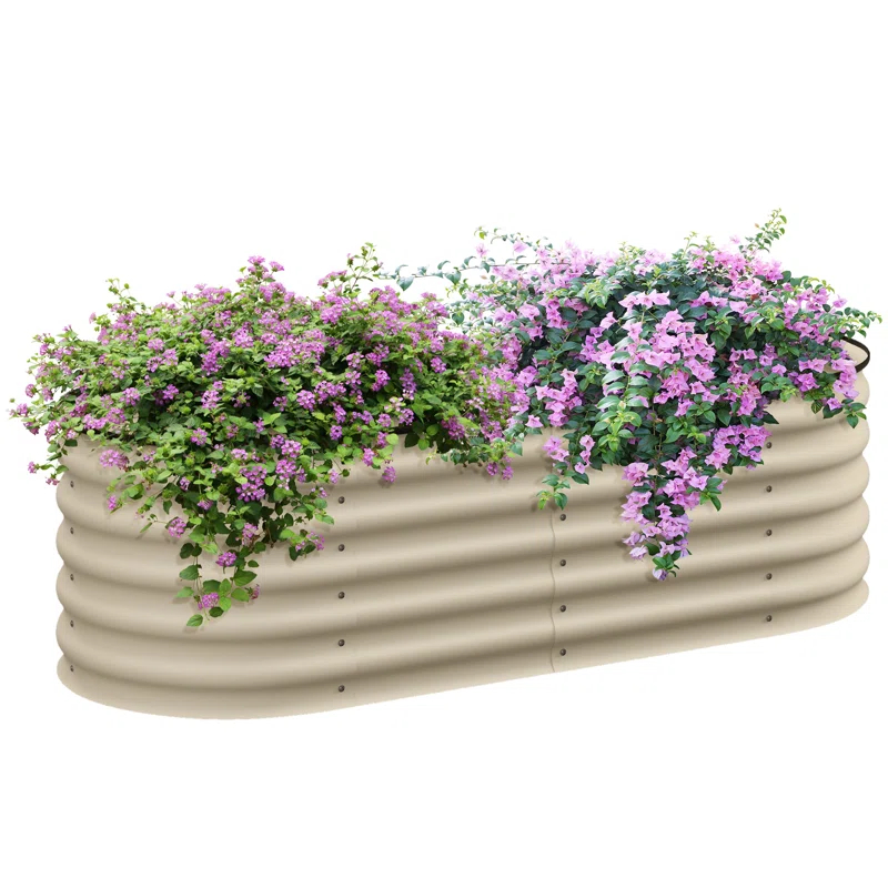 Arlmont & Co. Galvanized Raised Garden Bed Kit, Outdoor Metal Elevated Planter Box with Safety Edging, Easy DIY Stock Tank