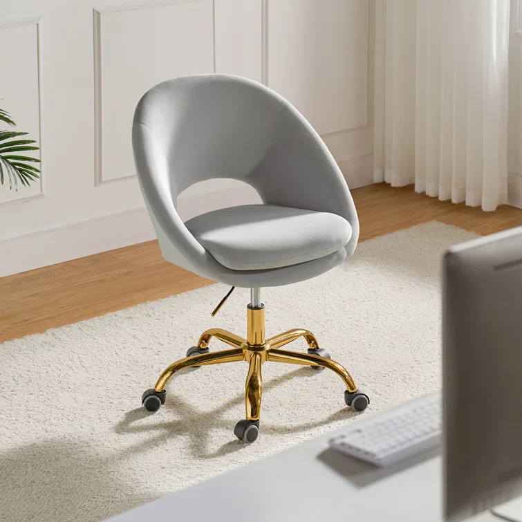 Kelly Clarkson Home Louise Velvet Modern Task Chair with Ergonomic Design