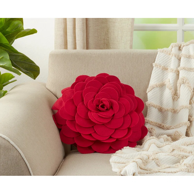 Saro Felt Collection Appliqued Felt Throw Pillow