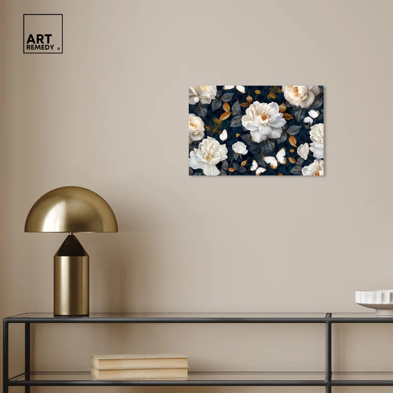 Art Remedy Navy Elegance Floral Realistic Wall Art by Art Remedy