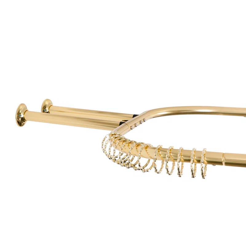 Utopia Alley 64'' D-Shaped Drill / Screw Shower Curtain Rod & Hook Set