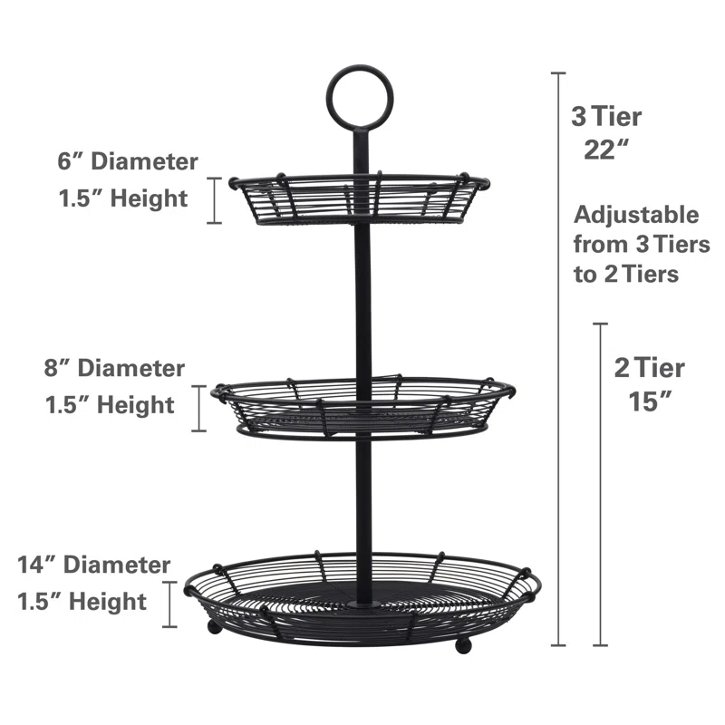 Gourmet Basics by Mikasa Gourmet Basics by Mikasa Tulsa Adjustable Pastry Serving Stand, 3-Tier, Black