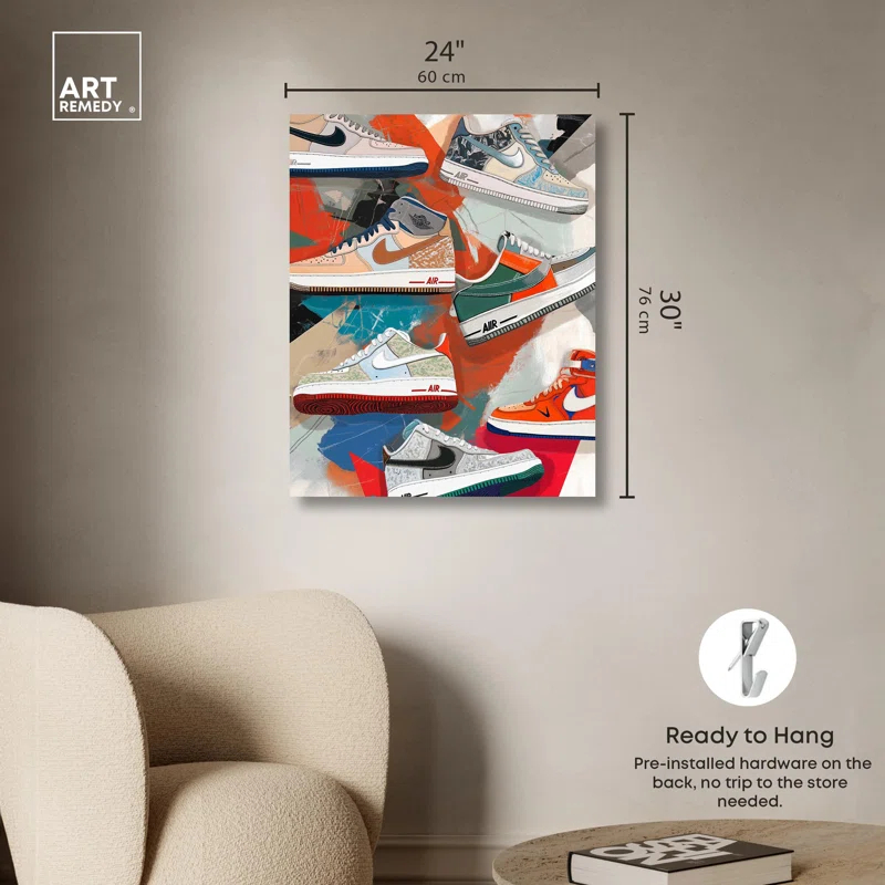 Art Remedy Sneaker Paint Collage Canvas Trendy Sneaker Art by Art Remedy