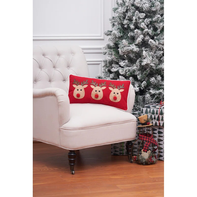 C&F Home Reindeer Games Applique Christmas Holiday Throw Pillow