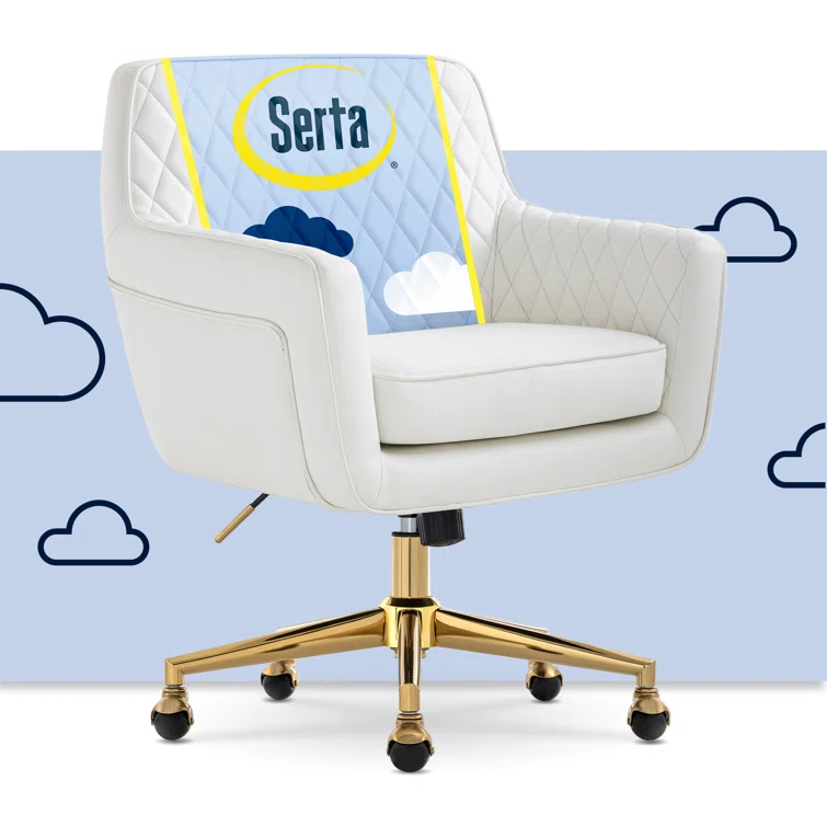 Serta Serta Ashleigh Modern Office Chair, Diamond-Tufted Design, Pocket Coil Cushion, Polished Swivel Base
