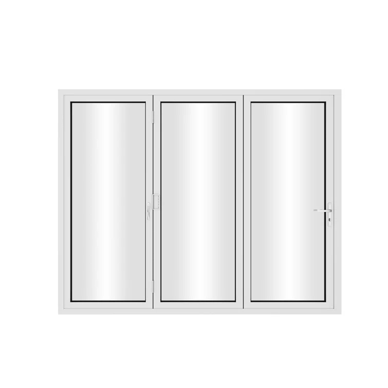 KaMic KaMic 96" inch - 3 Panels Glass Aluminum Folding Door In White