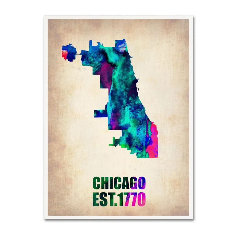 Trademark Fine Art Chicago " Chicago Watercolor Map " by Naxart