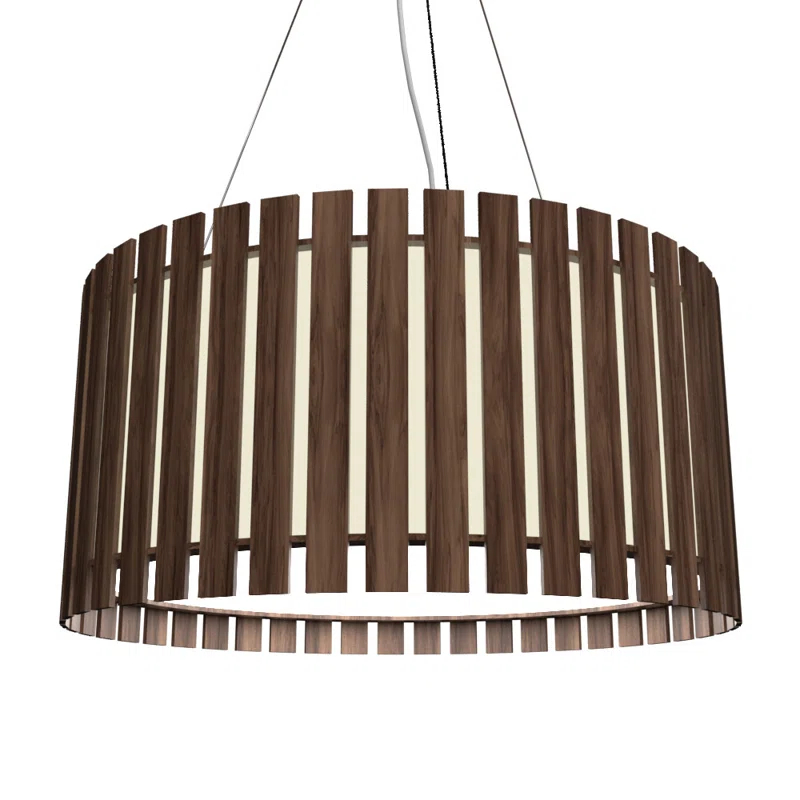 Wood Dimmable LED Drum Chandelier