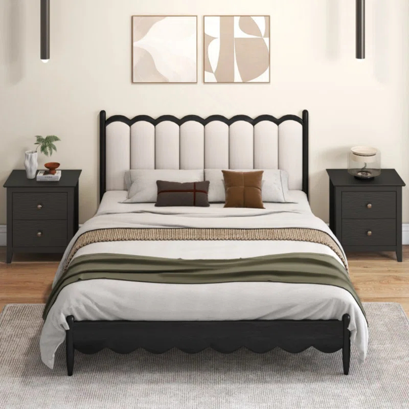 Latitude Run® Modern Nightstand with 2 Drawers for Small Spaces