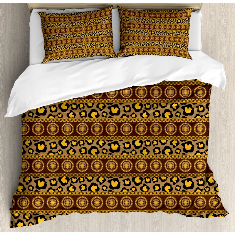Ambesonne African Traditional Geometric Shapes Duvet Cover Set