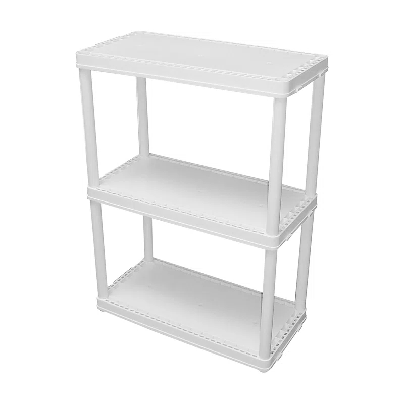 Gracious Living Gracious Living 3 Shelf Fixed Height Solid Light Duty Home Storage Unit
