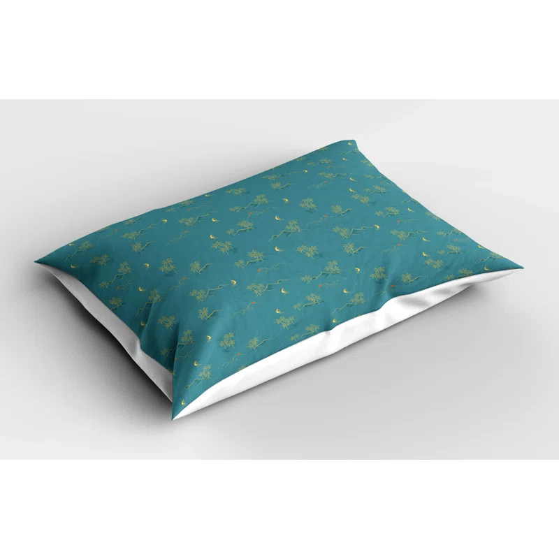 Ambesonne Ambesonne Island Pillow Sham 2 Pack Summer Tropical Palm Trees Petrol Blue and Pale Green