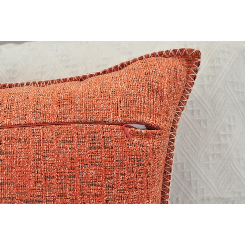 Oveesha Tassel Soft Chenille Throw Pillow Covers With Stitched Edge (Set of 2)