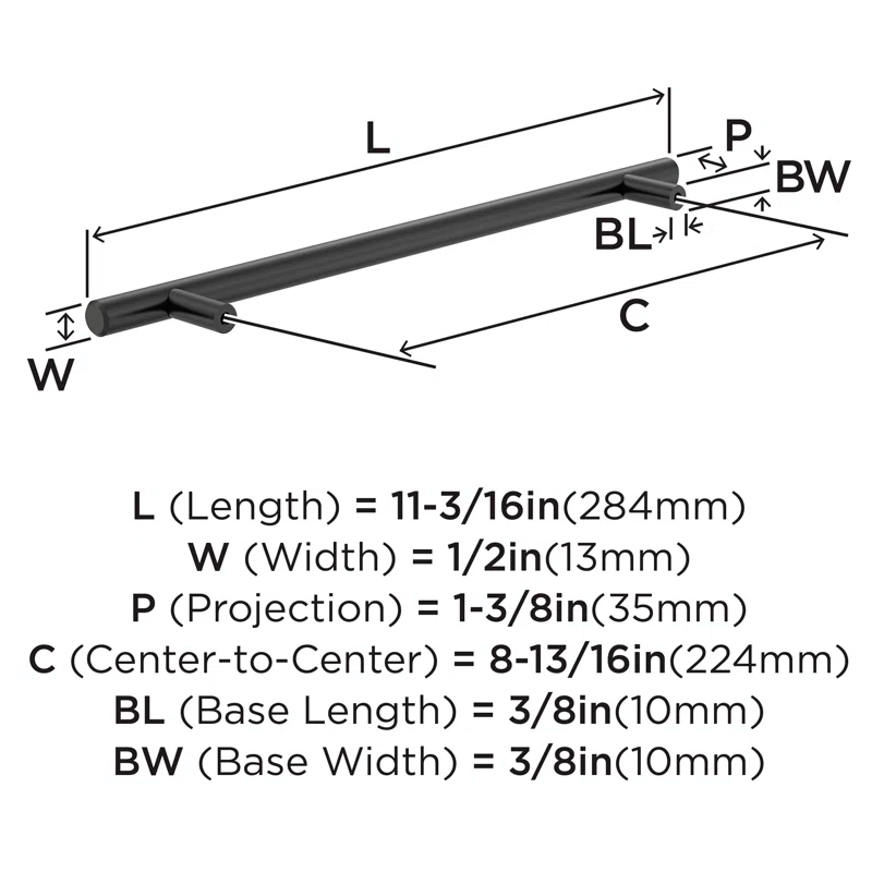 Amerock Bar Pulls 8-13/16 inch (224mm) Center-to-Center Cabinet Pull