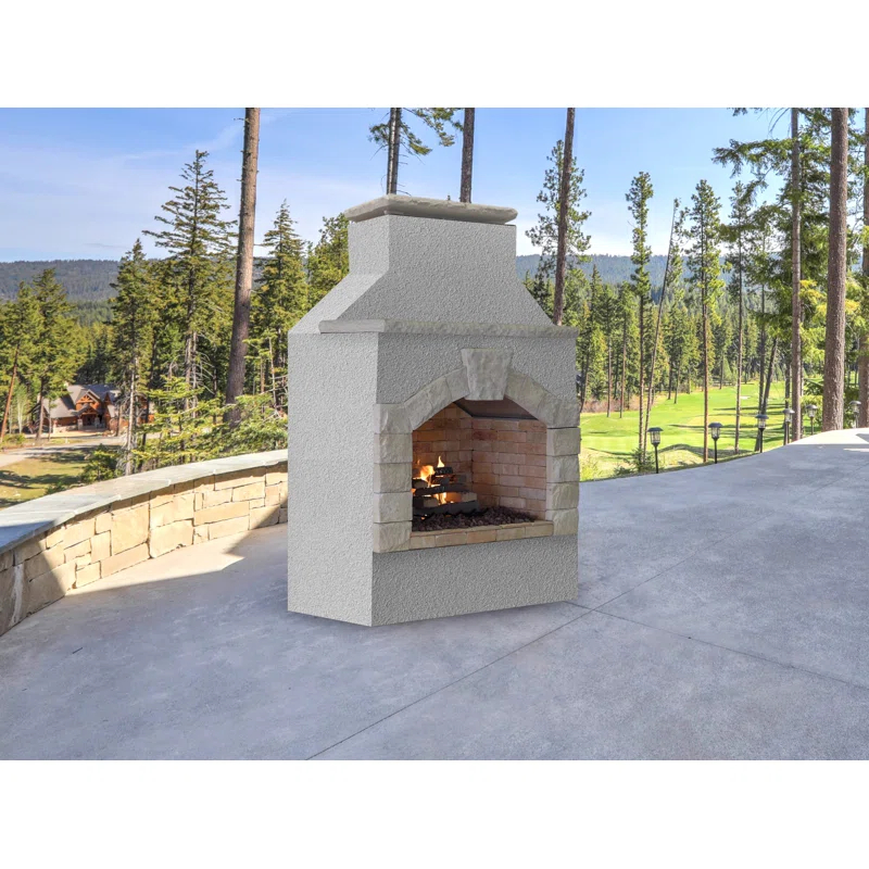 Cal Flame Square Stucco Propane Smokeless Outdoor Fireplace