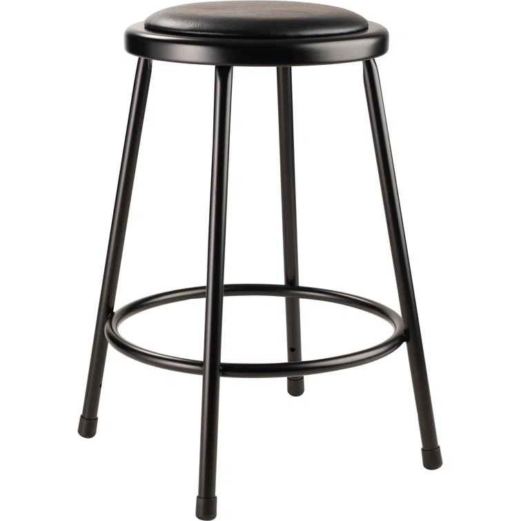 National Public Seating 6400 Series Heavy Duty Vinyl Padded Steel Lab Stool with Footing