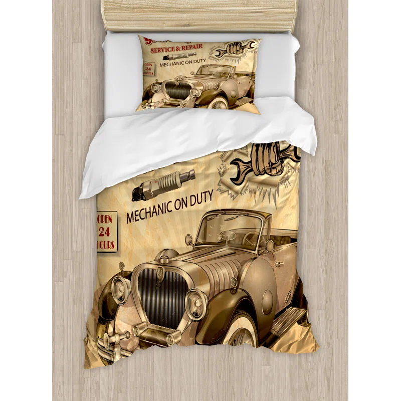 Ambesonne Vintage Industrial Duvet Cover Set