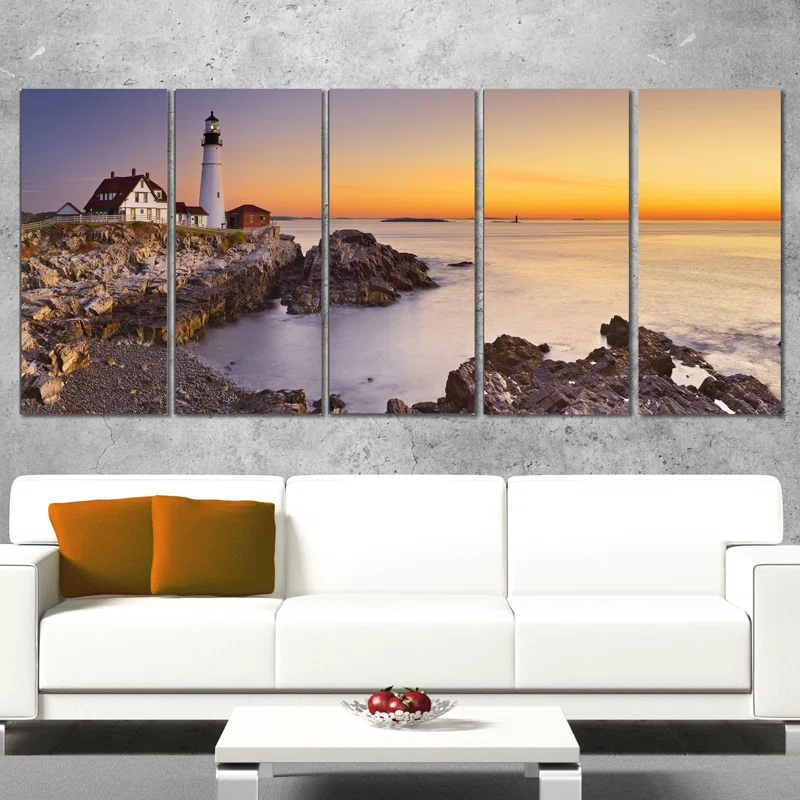 Design Art " Portland Head Lighthouse Maine " 5 - Pieces