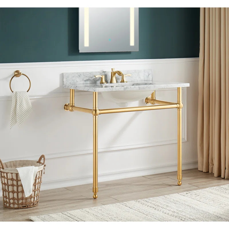 ANZZI ANZZI Verona Series 34.5 In Rust-Resistant Stainless Steel Bathroom Console Sink Base
