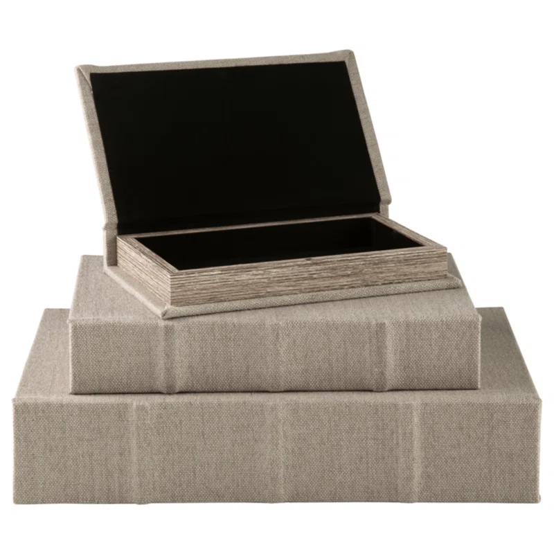 Ebern Designs Kepir 3 Piece Fabric Book Box Set