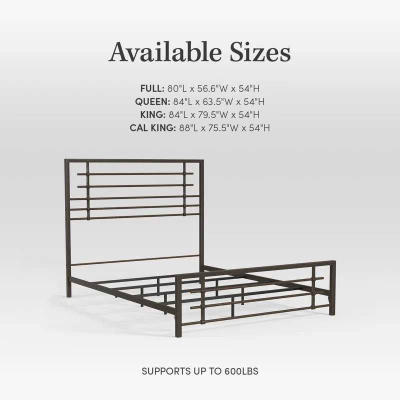 17 Stories Mcintosh Industrial Metal Snap Assembled Bed Frame